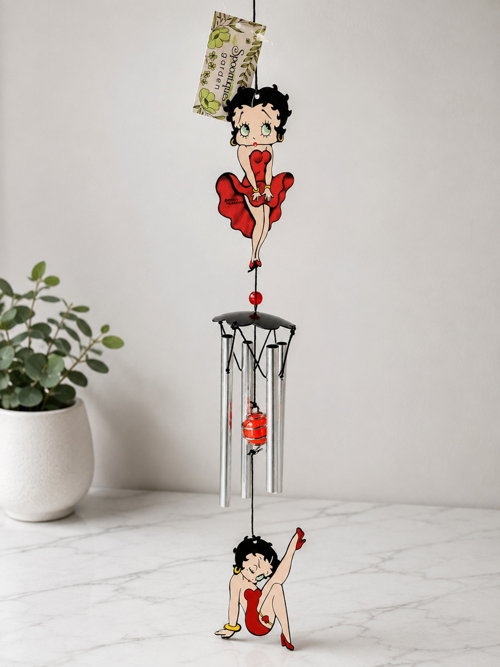 Spoontiques Betty Boop Red Dress Wind Chime 11973 Metal Garden Decor NWT